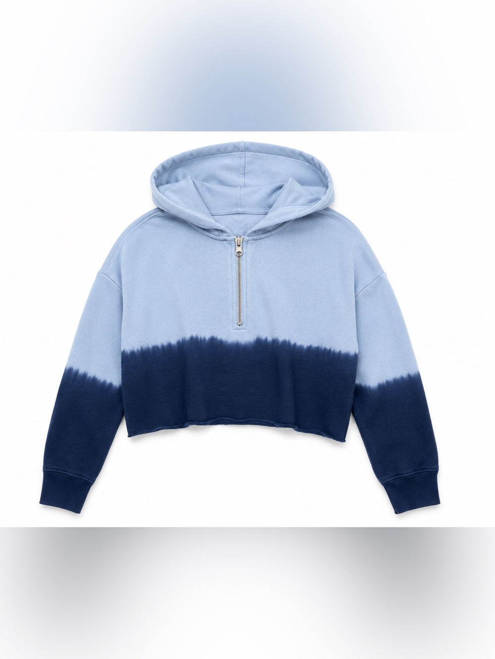 Aerie Blue Ombre Dip Dye Cropped Half Zip Hoodie XXS Y2K Athleisure